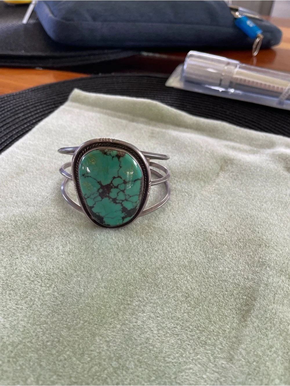 Bold Navajo Sterling Silver Turquoise Cuff Bracelet - Turquoise - Sedona - 90's